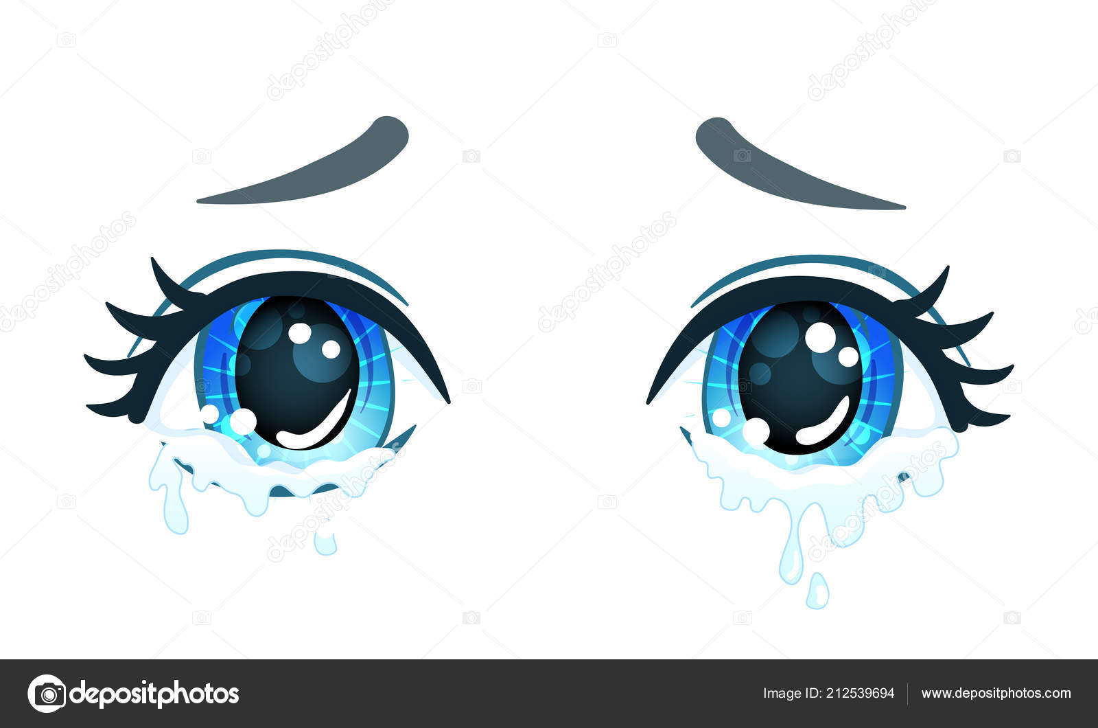 Emoções olhos azuis de anime mangá meninas imagem vetorial de