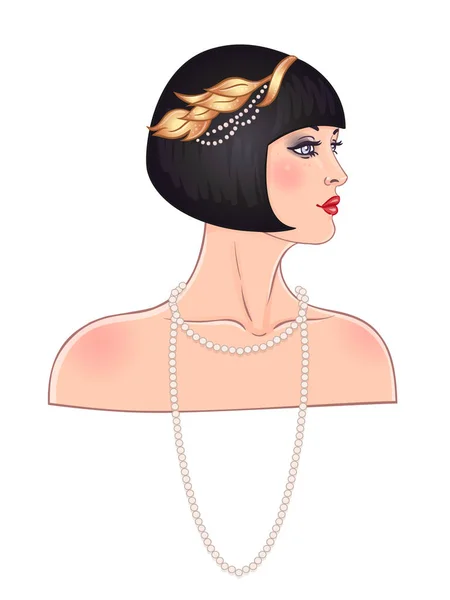 Art Deco Vintage Inbjudan Malldesign Med Illustration Flapper Girl Mönster — Stock vektor