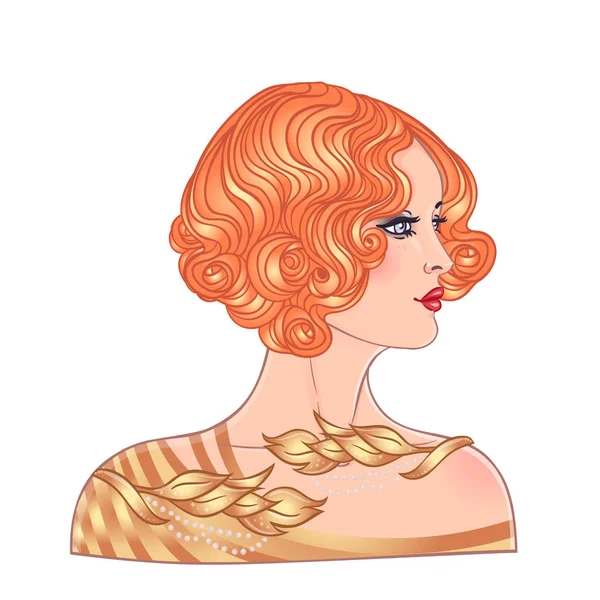 Art Deco Vintage Inbjudan Malldesign Med Illustration Flapper Girl Mönster — Stock vektor