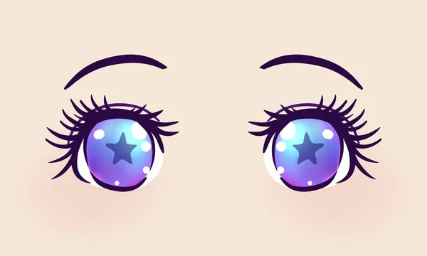 Hermosos Ojos Coloridos Estilo Anime Manga Con Reflejos Luz Brillante — Vector de stock