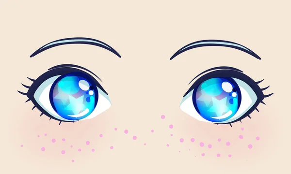 Hermosos Ojos Coloridos Estilo Anime Manga Con Reflejos Luz Brillante — Archivo Imágenes Vectoriales