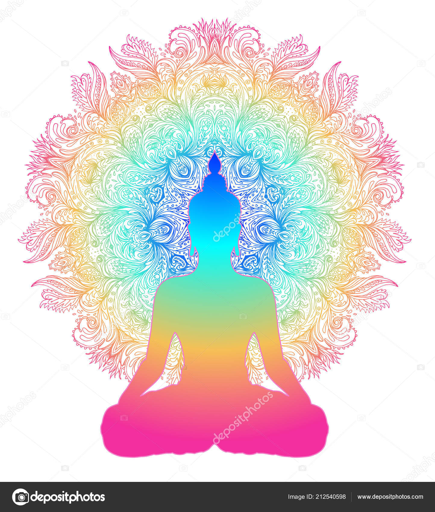 Chakra Concept Inner Love Light Peace Buddha Silhouette Lotus Position  Stock Vector Image by ©vgorbash #212540598