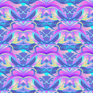 Sihirli peri kanatları seamless modeli. Çizilmiş vektör çizim. Popüler magic yazdırma, simya, gizem, ilahi tanrıçası, maneviyat, büyü. Gökkuşağı renkleri.