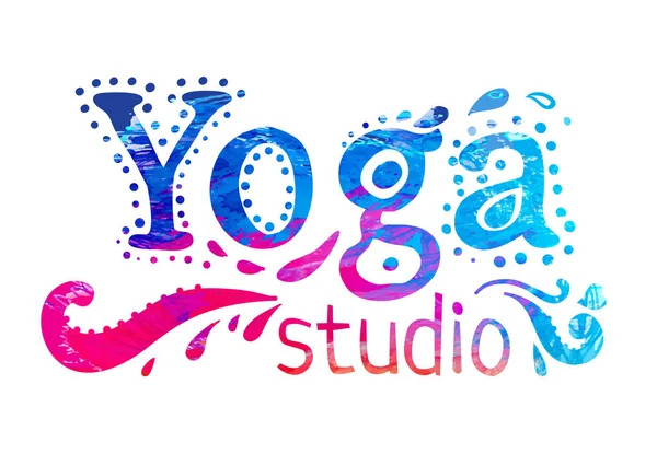 Plantilla Diseño Estudio Yoga Sobre Fondo Acuarela Colorido Elemento Diseño — Vector de stock