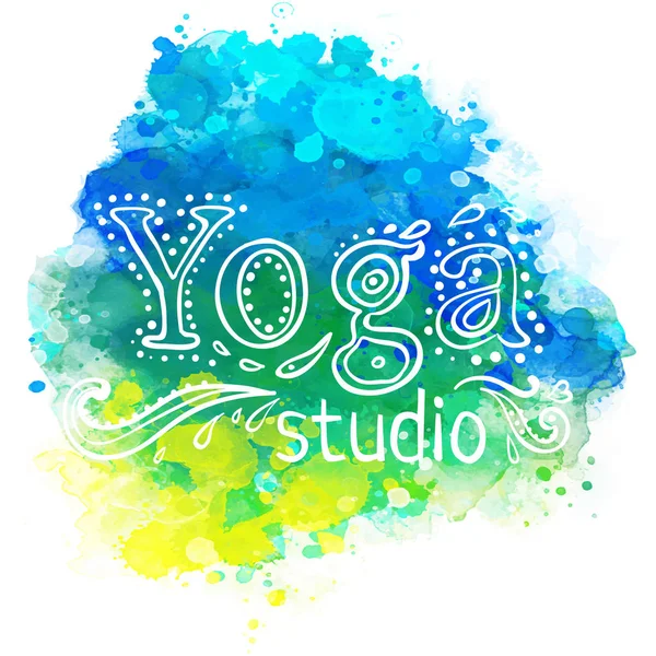 Plantilla Diseño Estudio Yoga Sobre Fondo Acuarela Colorido Elemento Diseño — Vector de stock