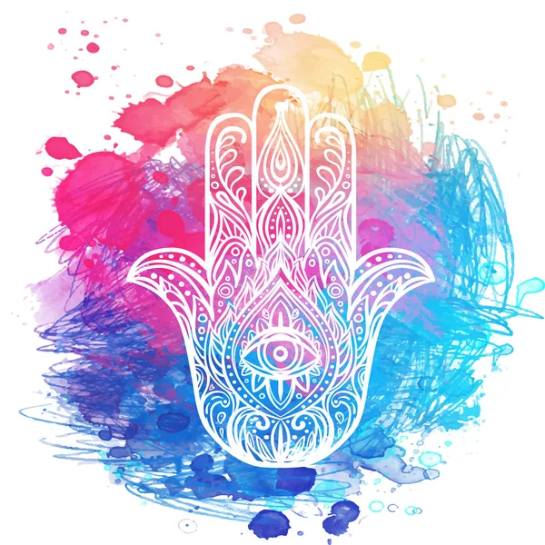 Een Sierlijke Handgetekende Hamsa Populair Arabisch Joods Amulet Vector Illustratie — Stockvector