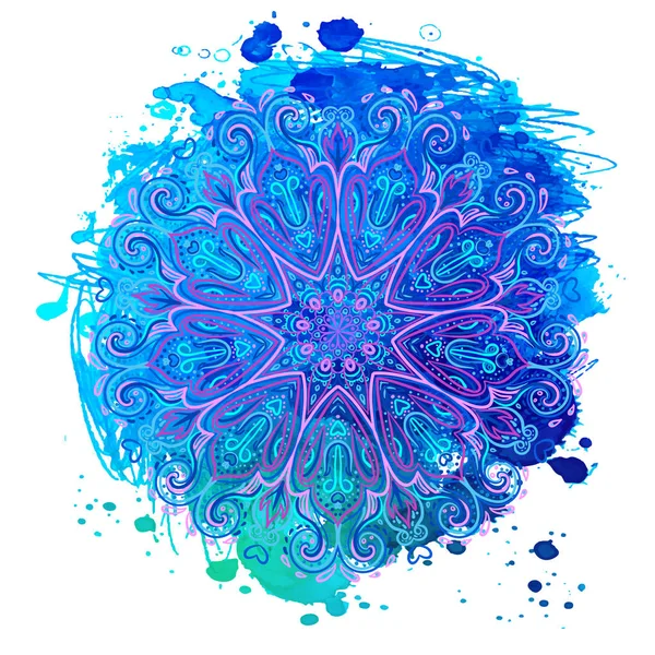 Mandala Sur Aquarelle Colorée Magnifique Motif Rond Vintage Fond Abstrait — Image vectorielle