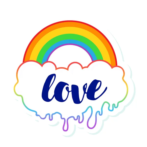 Amour Égal Affiche Gay Pride Inspirante Avec Arc Ciel Nuage — Image vectorielle