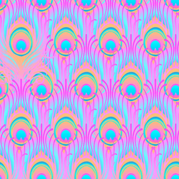 Павич Блідо Рожевий Безшовний Векторний Візерунок Пір Абстрактним Пір Плитковий — стоковий вектор