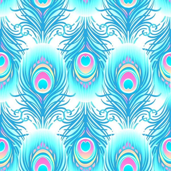 Peacock Blek Rosa Sömlös Vektor Mönster Påfågel Wrap Papper Eller — Stock vektor