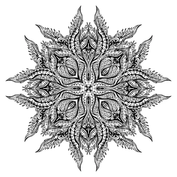 Vecteur Ornemental Noir Blanc Lotus Bohemian Floral Paisley Ornement Sans — Image vectorielle