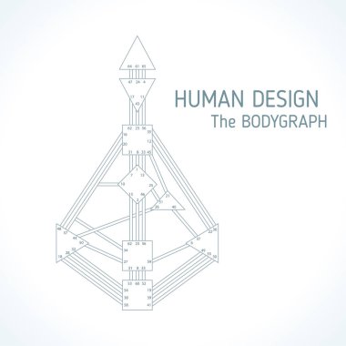 İnsan tasarım bodygraph grafik tasarım. Vektör illüstrasyon izole. Gates sistem boş şablon enerji merkezleri