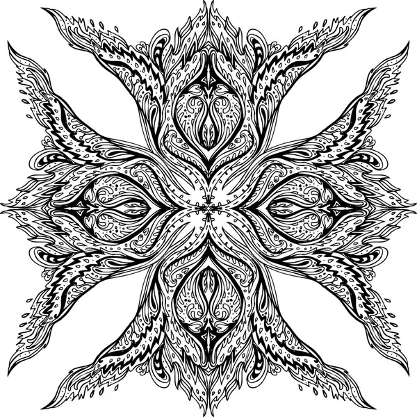 Vettore Bianco Nero Ornamentale Lotus Bohemian Floreale Paisley Ornamento Senza — Vettoriale Stock
