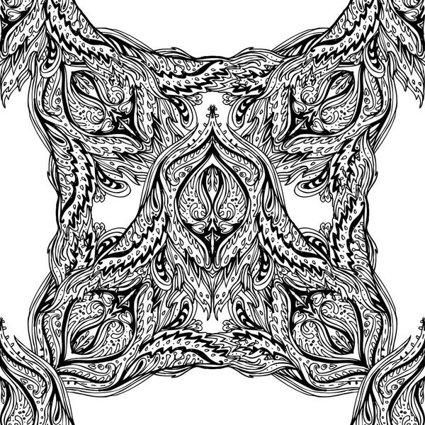 Vecteur Ornemental Noir Blanc Lotus Bohemian Floral Paisley Ornement Sans — Image vectorielle