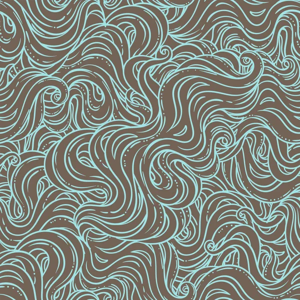 Abstraktes Handgezeichnetes Nahtloses Muster Mit Wellen Und Wolken Vektor Nahtloses — Stockvektor