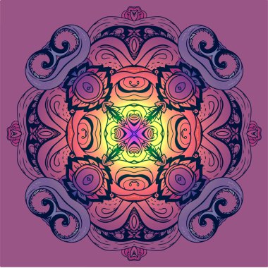 Vektör süs mandala etnik sanat, desenli Hint desenli esin kaynağı oldu. Elle çizilmiş şekil. Davet öğesi. Dövme, Astroloji, simya, boho ve büyü sembolü