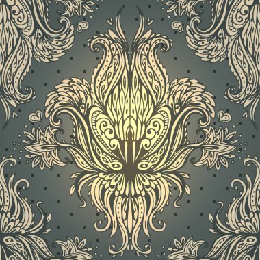 Moda tekstil, duvar kağıtları, kağıt sarma için sorunsuz antika arka plan kahverengi Barok deseni.