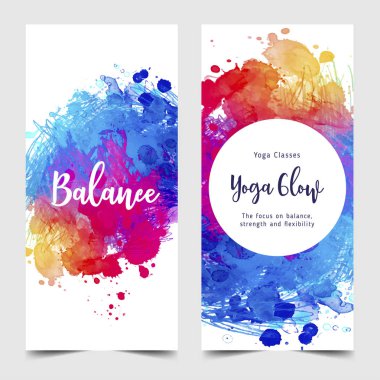 Streç ve gücü. Yoga kart tasarımı. Ruhsal geri çekilme ya da yoga studio için renkli şablonu. Süs kartvizit, oryantal desen. Vektör çizim.