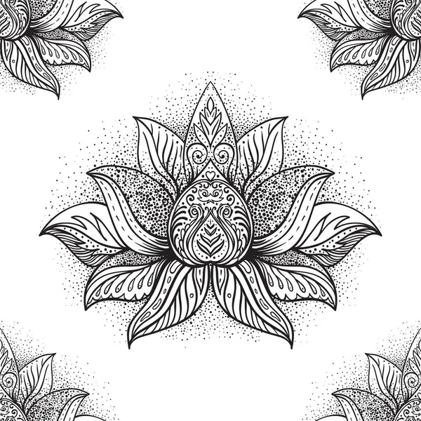 Vektor Okrasné Lotus Český Květinové Paisley Bezešvé Ornament Lidová Henna — Stockový vektor