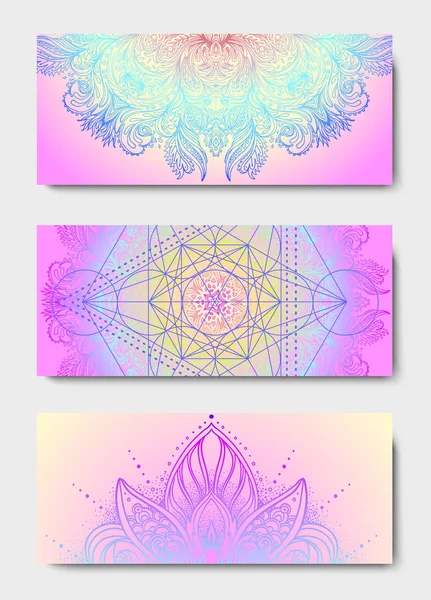 Tapis Yoga Ensemble Conception Modèle Coloré Pour Retraite Spirituelle Studio — Image vectorielle