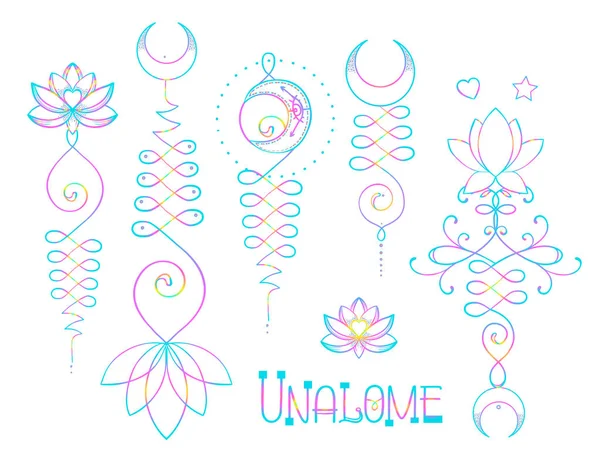 Lotus Pyhä Geometria Unamole Hindu Symboli Viisautta Polku Täydellisyyttä Sarja — vektorikuva