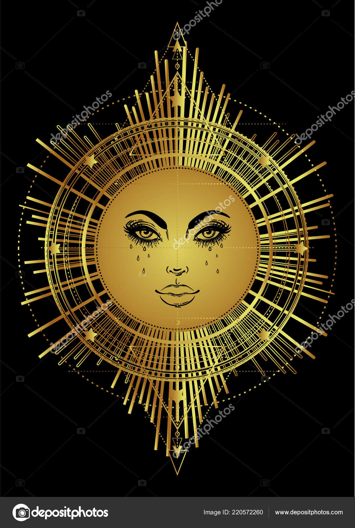 Download Golden Sun Sacred Geometry Gold Tattoo Flesh Design Yoga Logo Vector Image By C Vgorbash Vector Stock 220572260