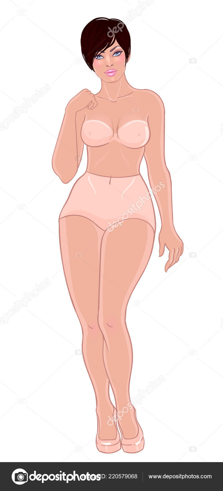 Plus size European woman posing in underwear. Normal body concept. 25950089  Vector Art at Vecteezy