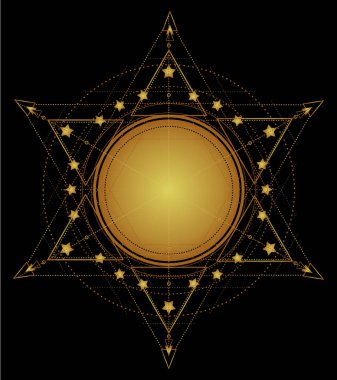 Altın Kutsal Geometri şekli. Degrade Logo şablonu. İzole çiçek logosu. İş kimlik kavramı biyo, Eko Şirket, yoga ya da spa salonu için.