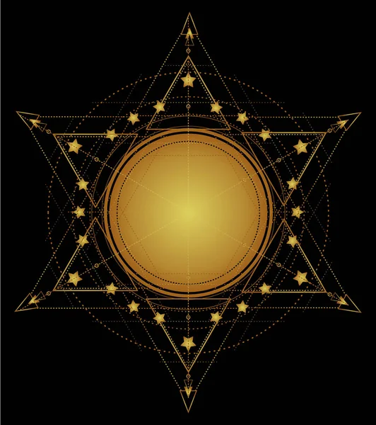 Zlatý Posvátné Geometrie Obrazce Šablona Přechodu Logotyp Izolované Květinové Logo — Stockový vektor