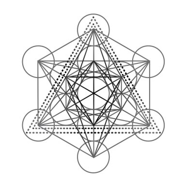 Metatrons küp, çiçek yaşam, tüyler. Vektör hipster illüstrasyon izole. Etnik tasarım, boho, dreamcatcher kabile simgesi. Boyama kitabı yetişkinler için