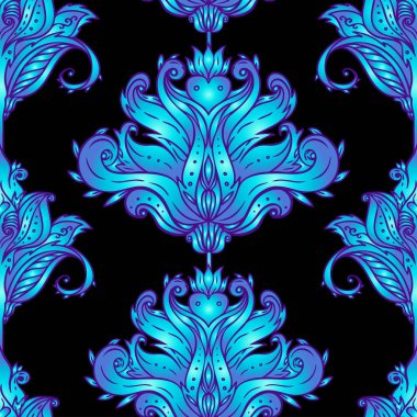 Çiçek paisley Hint vektör renkli süslü seamless modeli esin kaynağı oldu. Dekoratif tarzı retro arka plan, tekrarı ile süslü tasarım. Hanedan çiçek doku.
