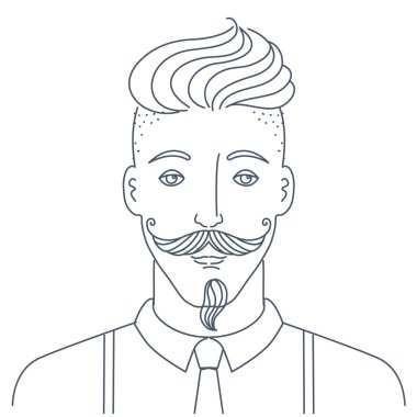 Hipster Man Vektör İllüstrasyonu 