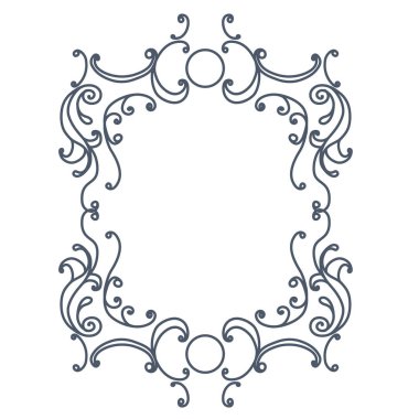 Barok süslü çerçeve esin kaynağı oldu. Gri beyaz izole özetliyor. Vektör çizim.