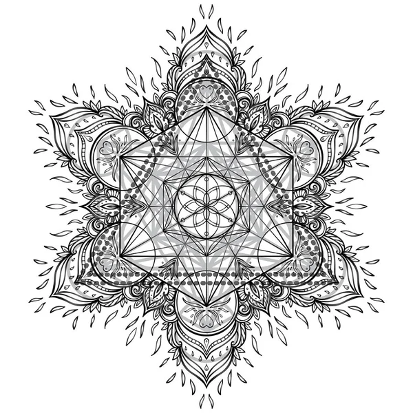 Mandala Hermoso Patrón Redondo Vintage Fondo Abstracto Dibujado Mano Banner — Vector de stock