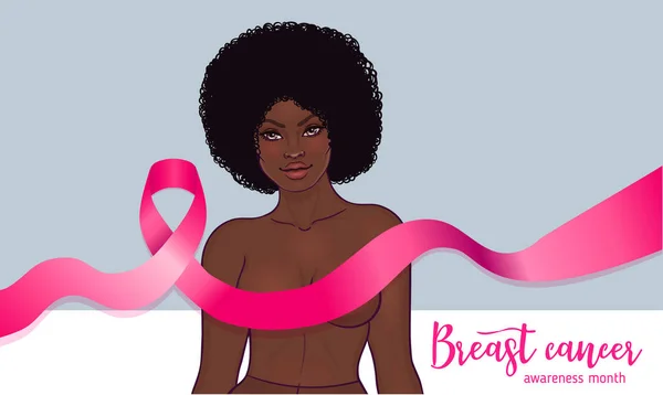 Október Breast Cancer Awareness Hónap Éves Kampány Tudatosítása Betegség Afrikai — Stock Vector