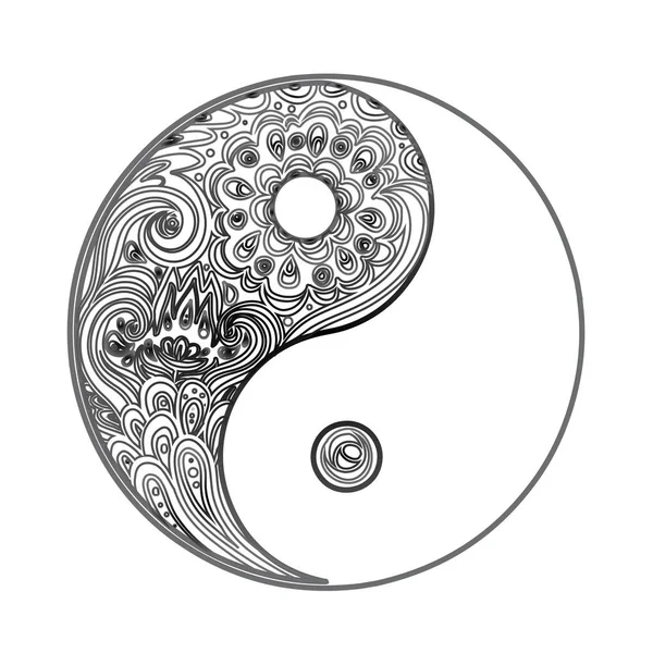 Yin Yang Decorative Symbol Hand Drawn Vintage Style Design Element — Stock Vector