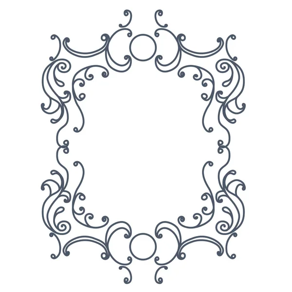 Barok Inspireerde Ornate Frame Grijze Lijnen Wit Wordt Geïsoleerd Vectorillustratie — Stockvector