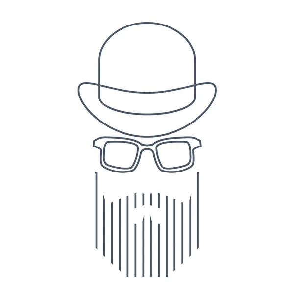 Retrato Estilo Simples Homem Hipster Chapéu Conceito Personagem Barbearia — Vetor de Stock