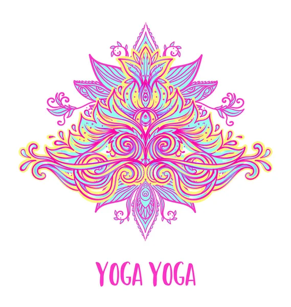 Dehnung Und Kraft Yogakartendesign Farbenfrohe Vorlage Für Spirituelle Retreats Oder — Stockvektor