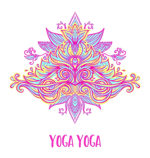 Estiramiento Fuerza Diseño Tarjetas Yoga Colorida Plantilla Para Retiro Espiritual — Vector de stock