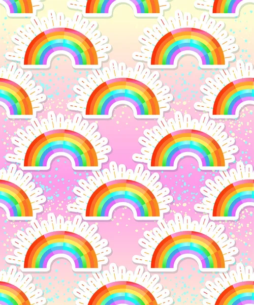 Fondo Del Arco Iris Patrón Retro Sin Costuras Los Años — Vector de stock