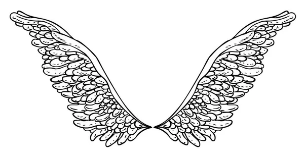 Angels Wings Ornamental Baroque Style Element Vector Illustration Tattoo Template — Stock Vector