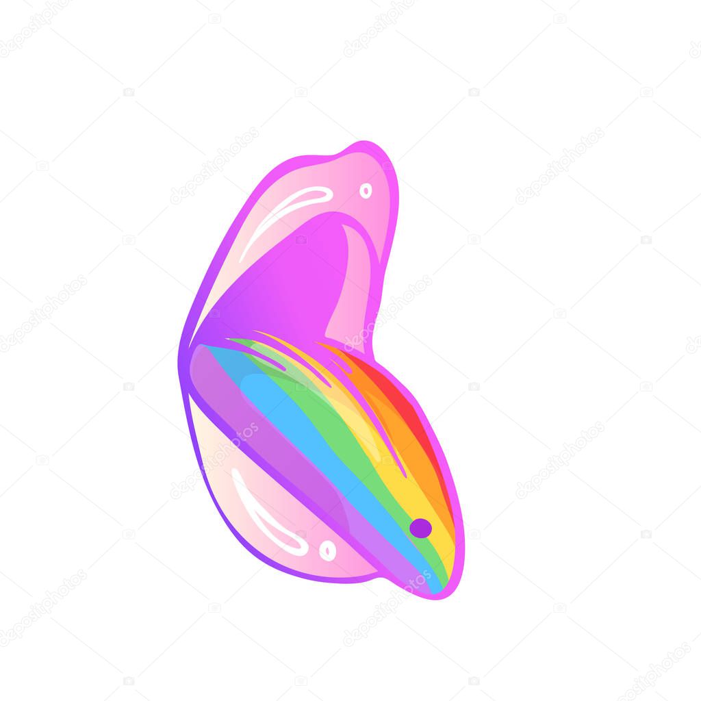 Portrait of a woman showing rainbow tongue. LGBT concept. Vector illustration isolated on white. Hand drawn drawing of a lesbian girl.