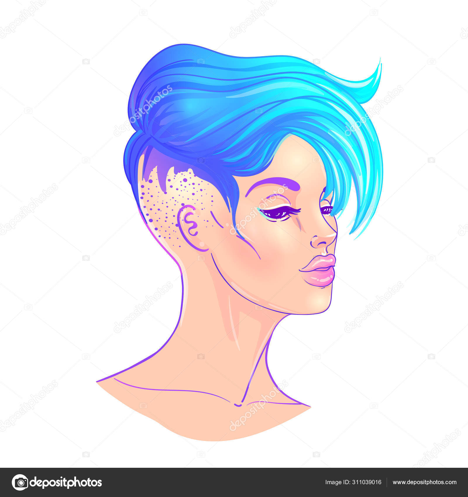 Vetores de Corte De Cabelo Curto Feminino Em Azul Isolado Em Um Fundo  Branco Gráficos Vetoriais e mais imagens de Elegância - iStock