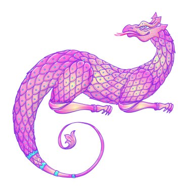 Fantezi yaratık ejderhası. Ortaçağ İskoç arması.