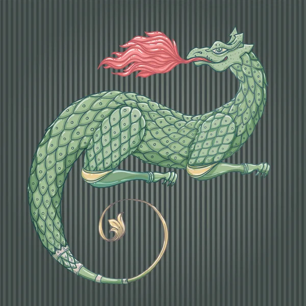 Dragon créature fantastique. Blason héraldique médiéval crête sh — Image vectorielle