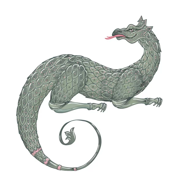 Dragón criatura de fantasía. Escudo de armas heráldico medieval cresta sh — Archivo Imágenes Vectoriales