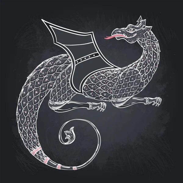 Dragon créature fantastique. Blason héraldique médiéval crête sh — Image vectorielle