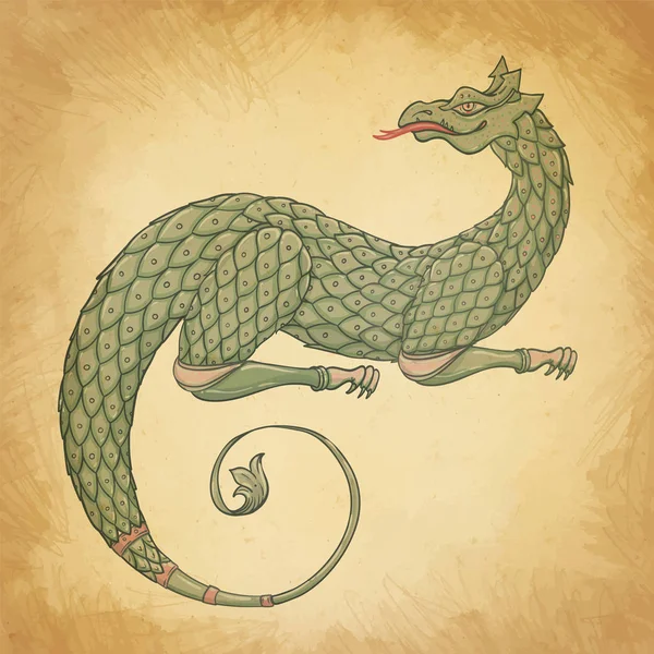 幻想生物龙。 中世纪纹章纹章的纹章h — 图库矢量图片