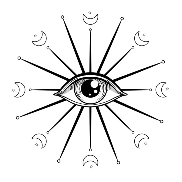 Blackwork Tattoo Flash Eye Providence Masonic Symbol All Seeing Eye — Stock Vector